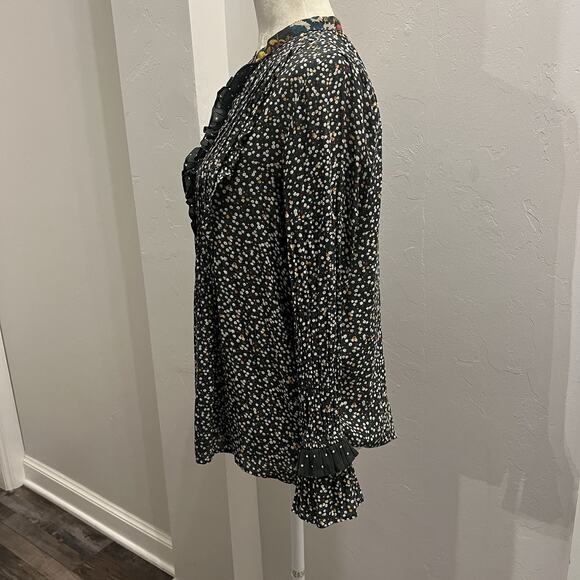 Loft Women's Boho Long Sleeve Ruffles Floral Blouse Lightweight Size S (A0128) - Picture 3 of 8